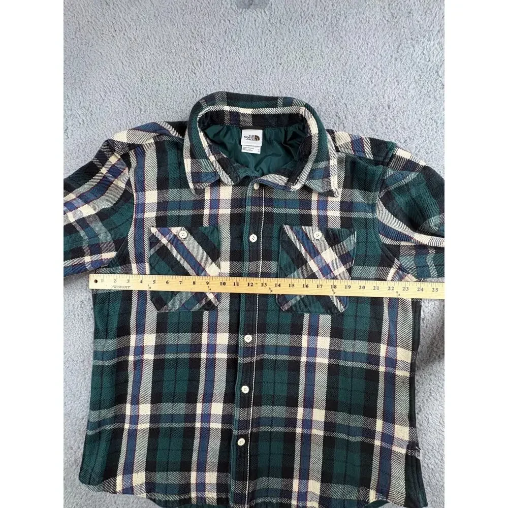 The North Face Button-Up Shirt Men's Size XL Green Plaid Long Sleeves Collared